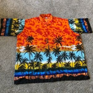 Happy Bay shirt Men's size 7XL short sleeve Hawaiian button up bright colors EUC